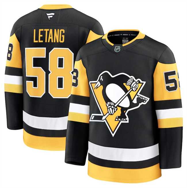 Mens Pittsburgh Penguins #58 Kris Letang Black 2024-25 Home Stitched Hockey Jersey Dzhi